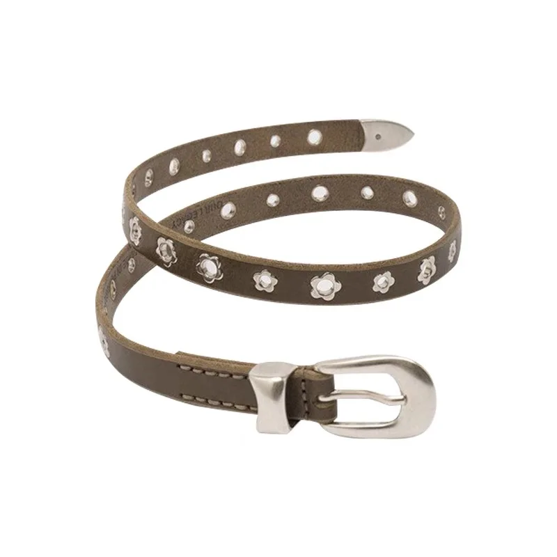 

Women Flower Rivets Buckle Belt