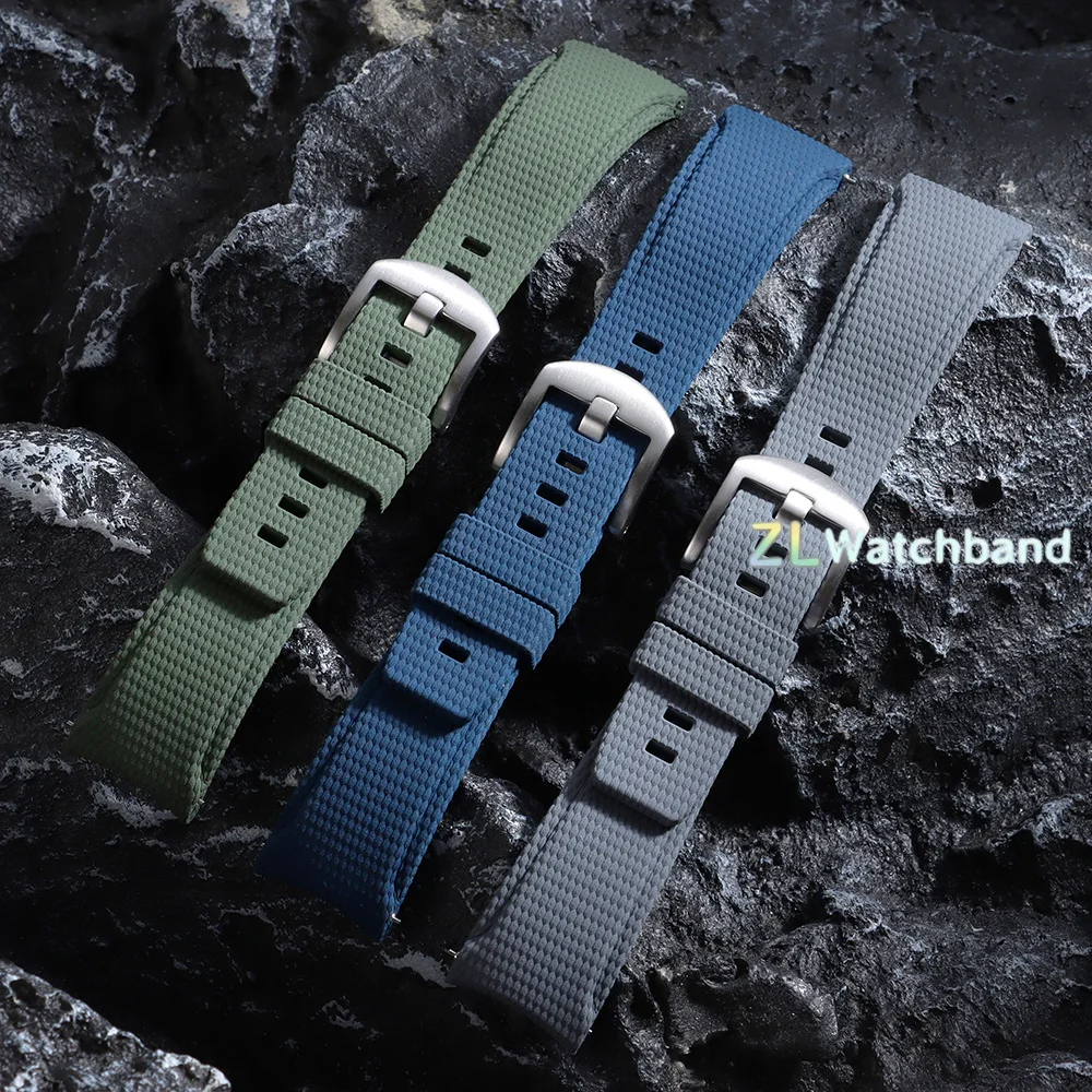 New Curved End Rubber Watch Straps 20mm 21mm 22mm Watch Belt Quick-release FKM Watch Bands Bracelet for Omega for Swatch Men's image 4