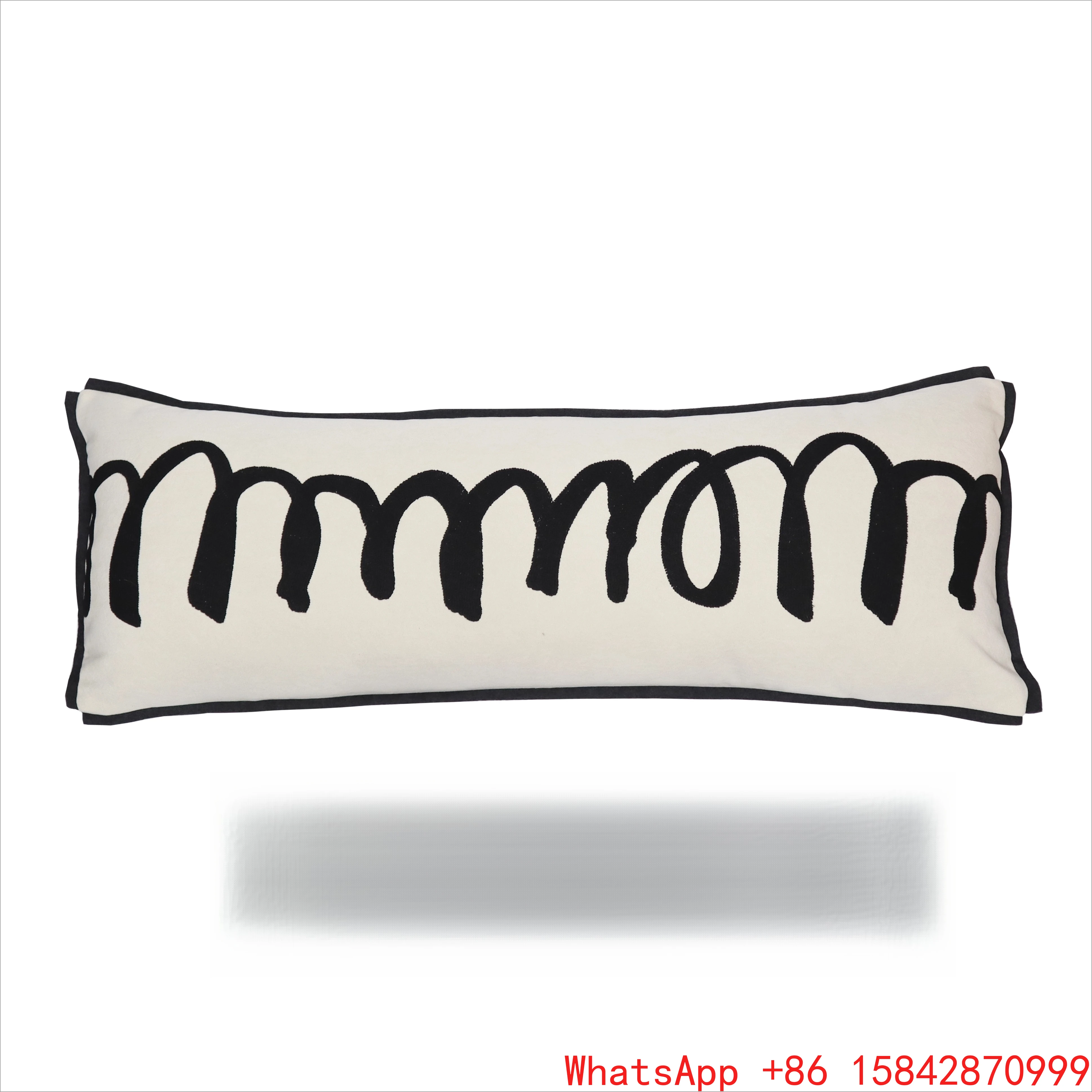 

Черно-белая подушка с длинной талией и геометрическим рисунком из хлопка и льна