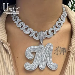 Uwin Boss Don Pendant Iced Out Cubic Zirconia Initial Necklace For Women Fashion Jewelry Gifts