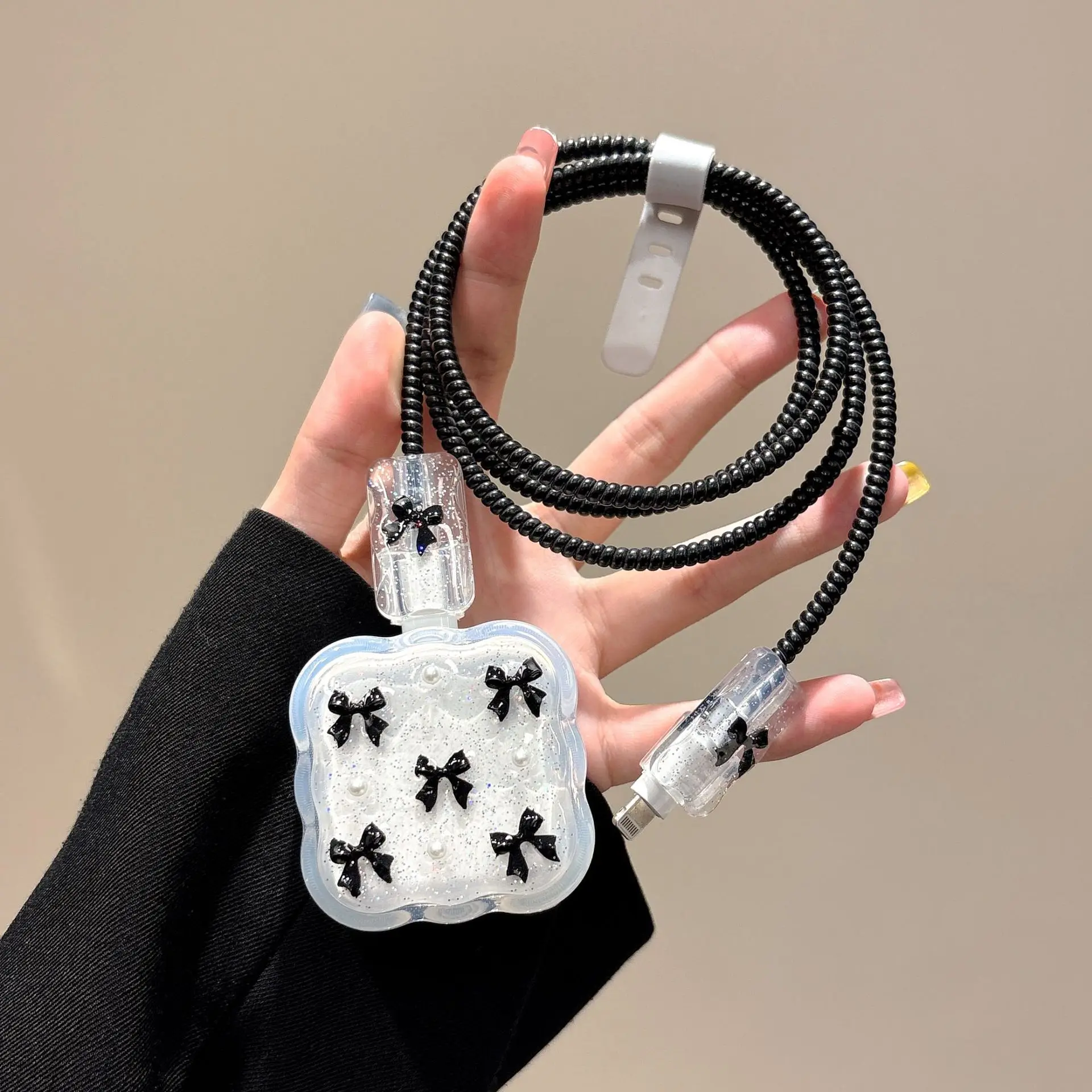 Transparent Bowknot Charger Protective Case Sleeve