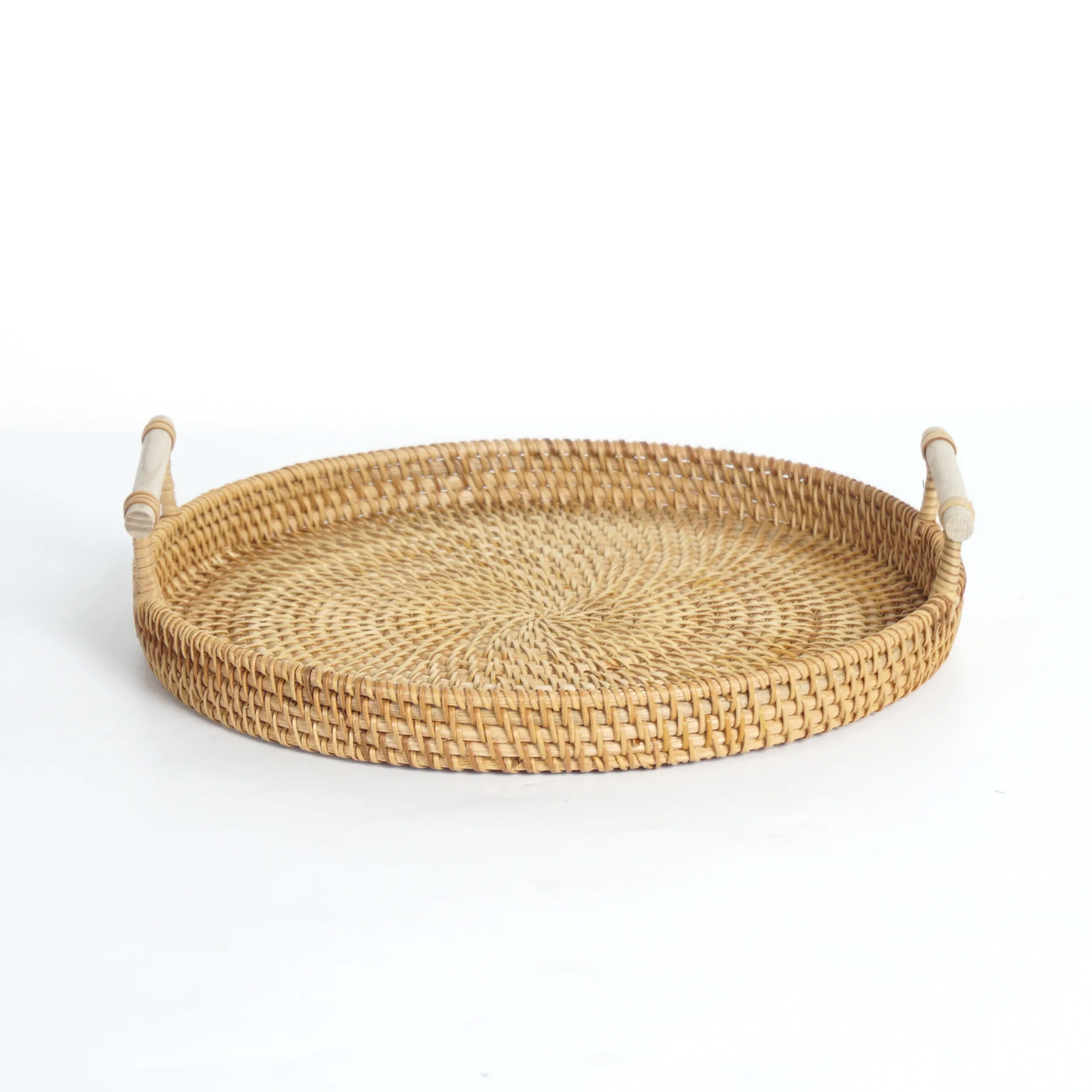 

Vietnam autumn rattan hand-woven snack storage basket Binaural portable picnic basket Living room desktop storage basket rattan