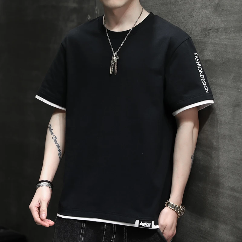Newest Solid Color 100% Cotton Men T Shirt Hip-Hop Cotton T-shirt O-neck Summer Male Causal Tshirts Fashion Loose Tees YBRDT102