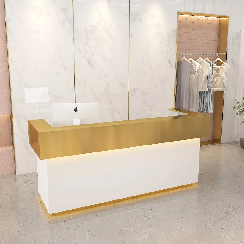 custom.Custom Size Modern Saloon Boutique Checkout Counter Front Counter White Luxury Nail Salon Reception Desk For Sa