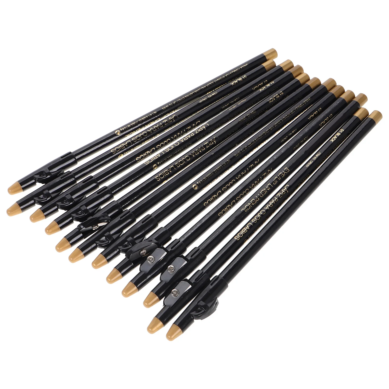 12 個ポータブルアイブロウペンシル防水内蔵シャープナーデュアルユースアイブロウアイライナーペンマット仕上げ眉ペンシル女性用