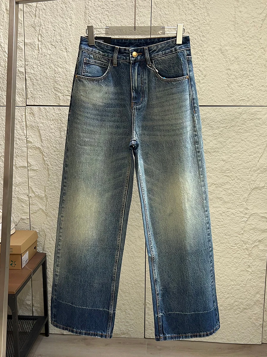 

Retro Washed Distressed Casual Men's Jeans Straight Leg Comfortable Loose Fit Autumn Fashion Youth Cotton Polyester Blend