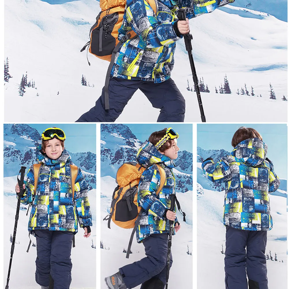 Trẻ Em Trượt Tuyết Phù Hợp Với Trẻ Em Chống Gió Chống Thấm Nước Ấm Bé Gái Bé Trai Tuyết Bộ Yếm Quần Trượt Tuyết Vào Mùa Đông Trượt Ván Trên Tuyết Áo Khoác