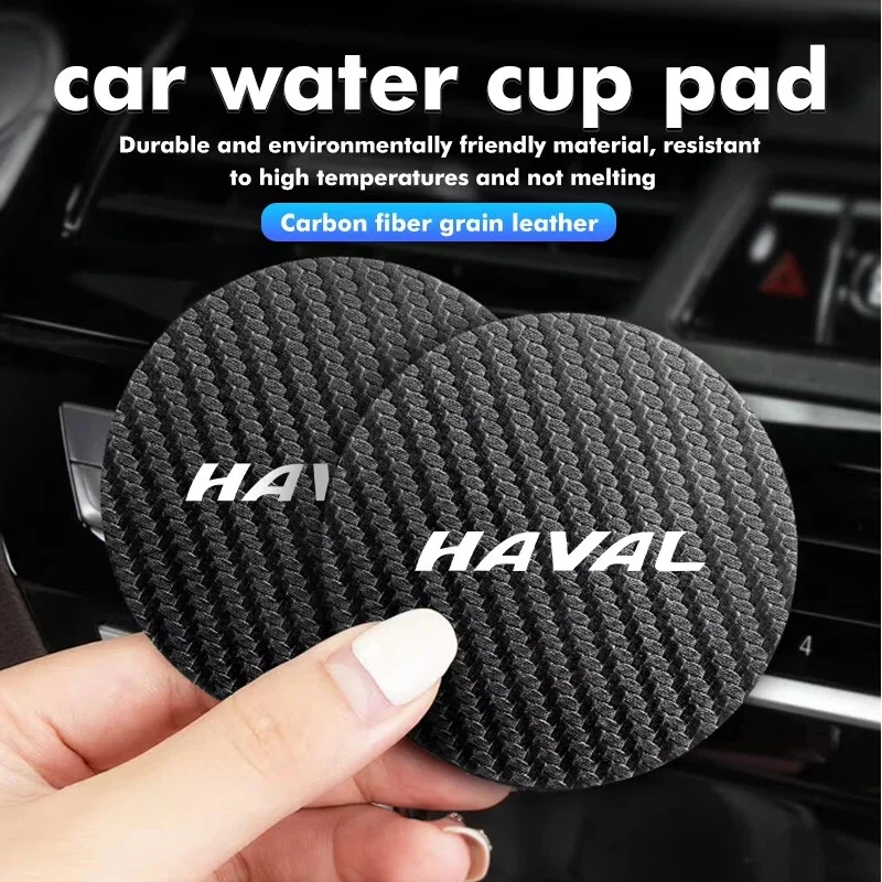 Car Cup Coaster Mug Mat Carbon Fiber Pattern for Haval Dargo Plus Raptor Plus H6 H10 H9 Anti-scratch Decorative Auto Pad