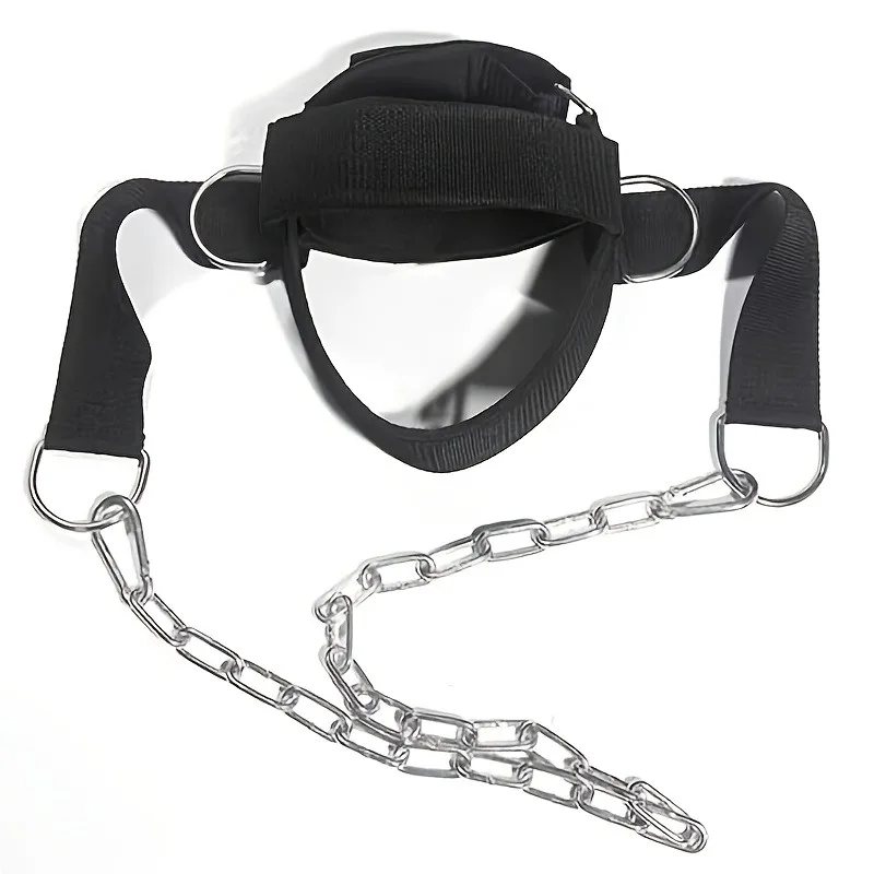 Adjustable Weightlifting Neck Harness with Steel Chain Neoprene Strap Neck Trainer Exercise Equipment for Gym Home Fitness
