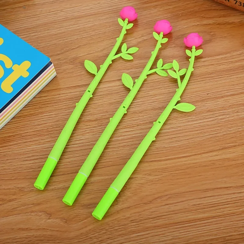 4Pcs Wholesale Valentine's Day Creative Stationery Fresh Simulation Flower Cartoon Gender Pen, Cute Rose School Supplies