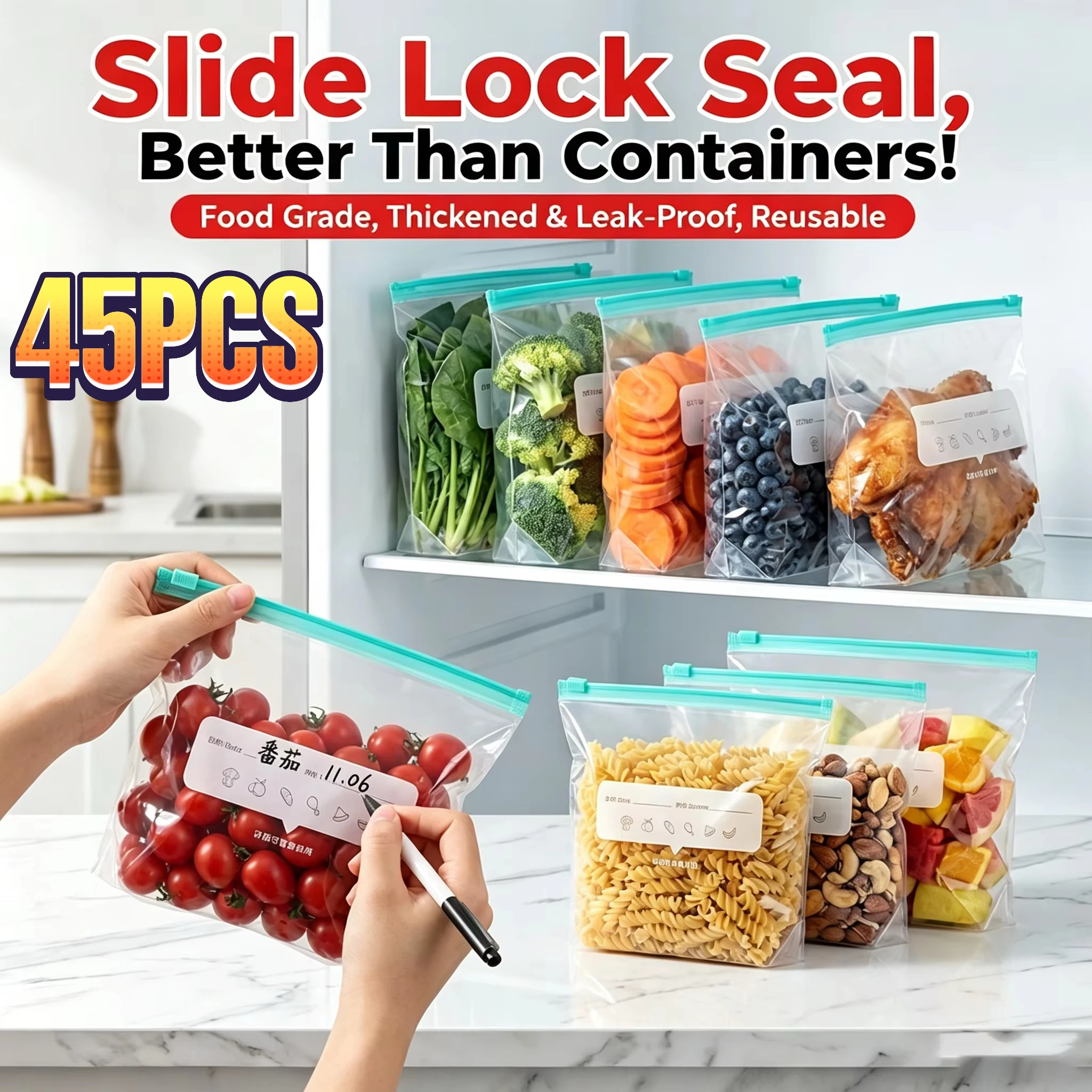 Food Storage Microwave Safe - Zip Lock Food Storage Bags Thickened