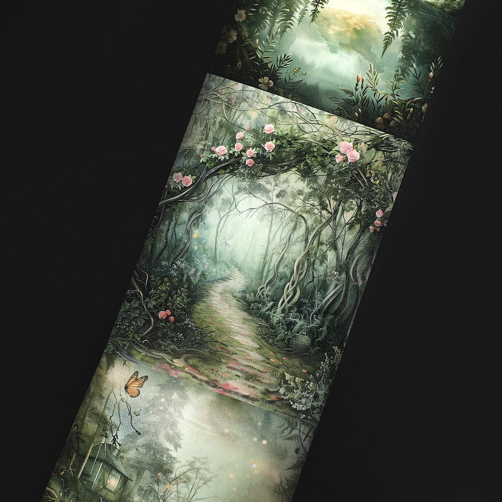 80mm * 200cm vintage fada floresta flor paisagem washi fita criativa diy diário material colagem scrapbook papelaria