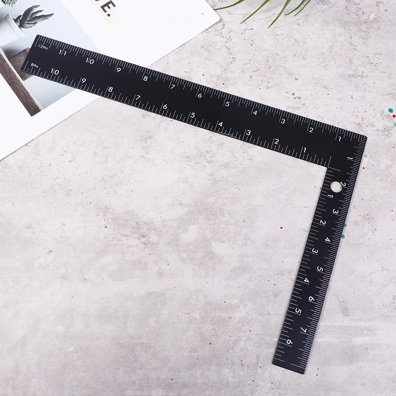Black Right Angle Ruler 90 Degree Hole Angle Ruler Industrial Grade Positioning Marking Angle Ruler Woodworking L-shaped Ruler