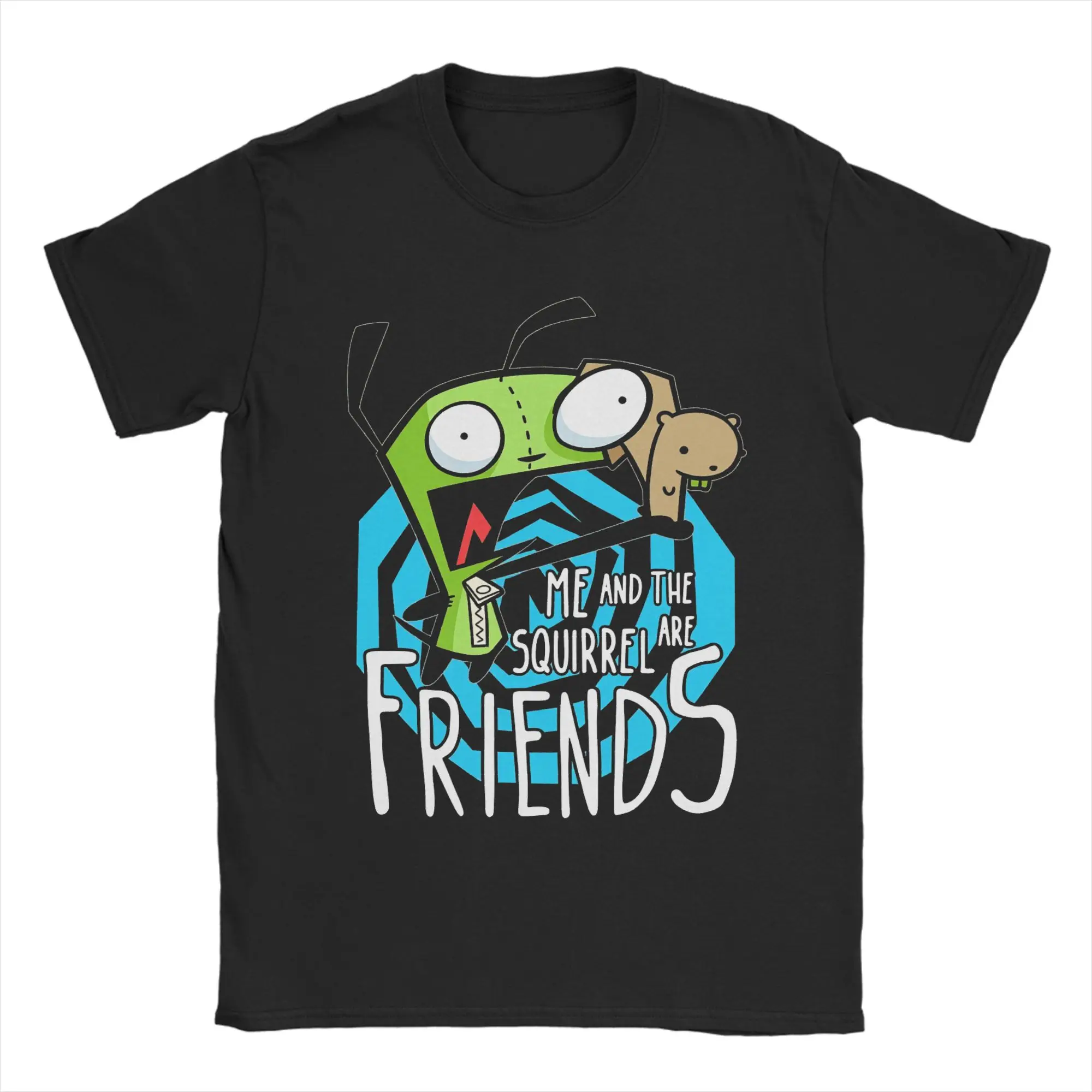 

Футболка Invader Zim GIR Me And The Squirrel Are Friends, летняя мужская футболка в стиле Харадзюку, футболка «сделай сам», винтажные футболки с короткими рукавами