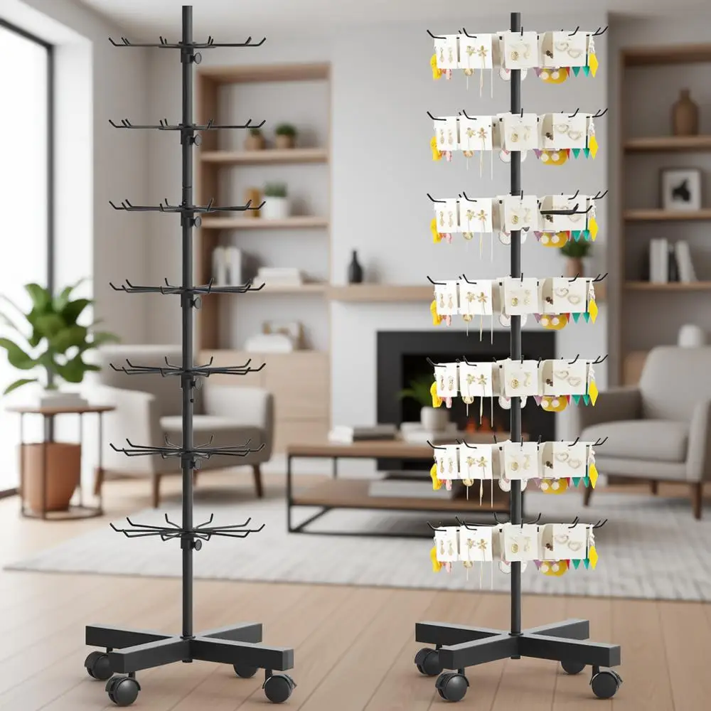 

7-Tier Rotating Display Rack for Store Merchandise, Ideal for Snacks, Toys, and Accessories