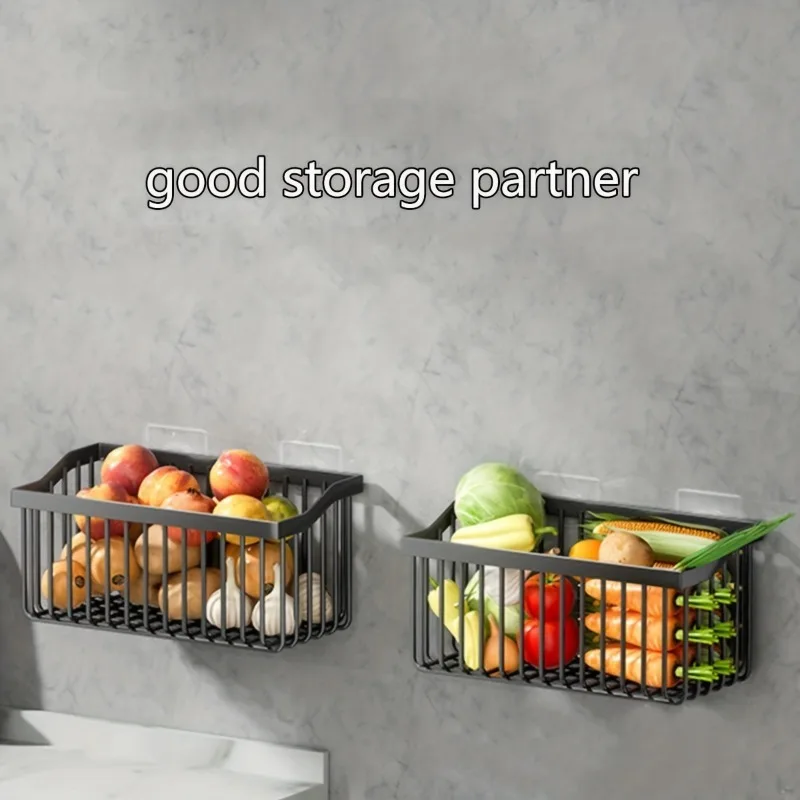 1pc Fruit And Vegetable Basket, Fresh Keeping Storage Basket, Wall Mounted Storage Baskets, Kitchen Metal Wire Fruit Basket,