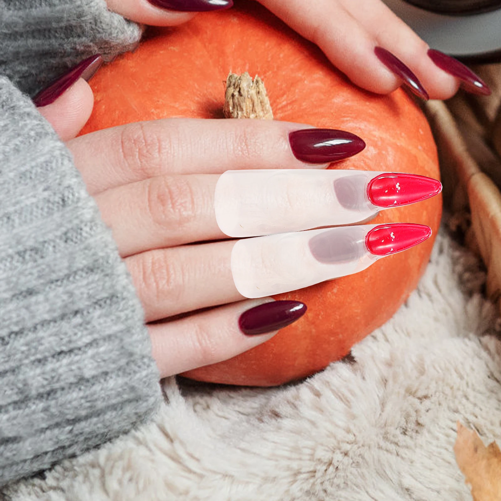 

10 Pcs Luminous Fake Nails Gothic Finger Halloween Artificial Fingers Wearable Aldult Child