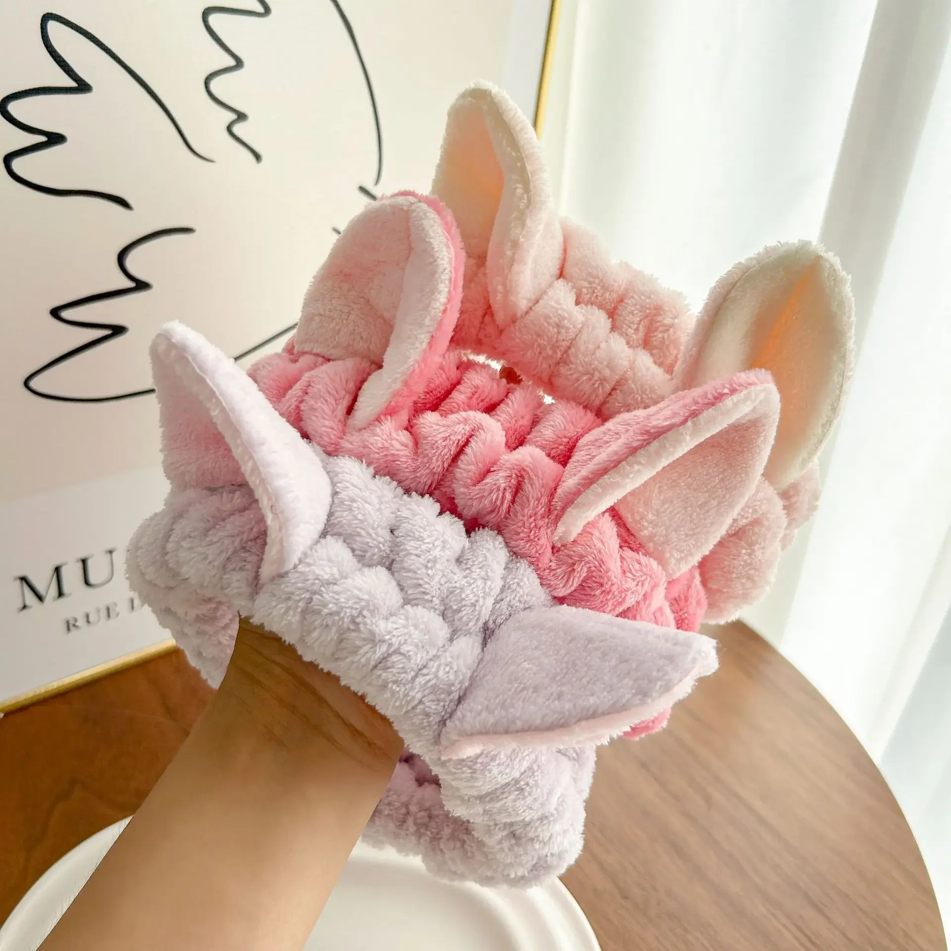

Fluffy Cat Ear Hair Band Adjustable Non-Slip Wide Design for Women Girls Facial Skincare Makeup Washing Daily Wear