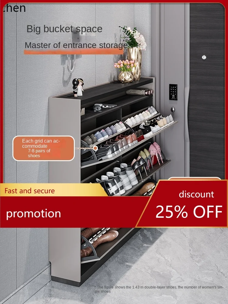 

YFY Tilting Shoe Cabinet Door Home Door Integrated Storage Super Home Thin Entrance Cabinet