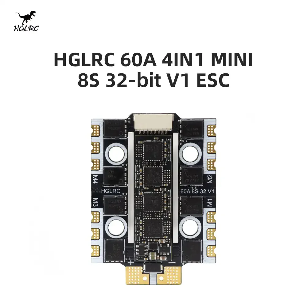 HGLRC 60A 4IN1 MINI 8S 32Bit AM32 BL32 ESC for FPV Racing Drone