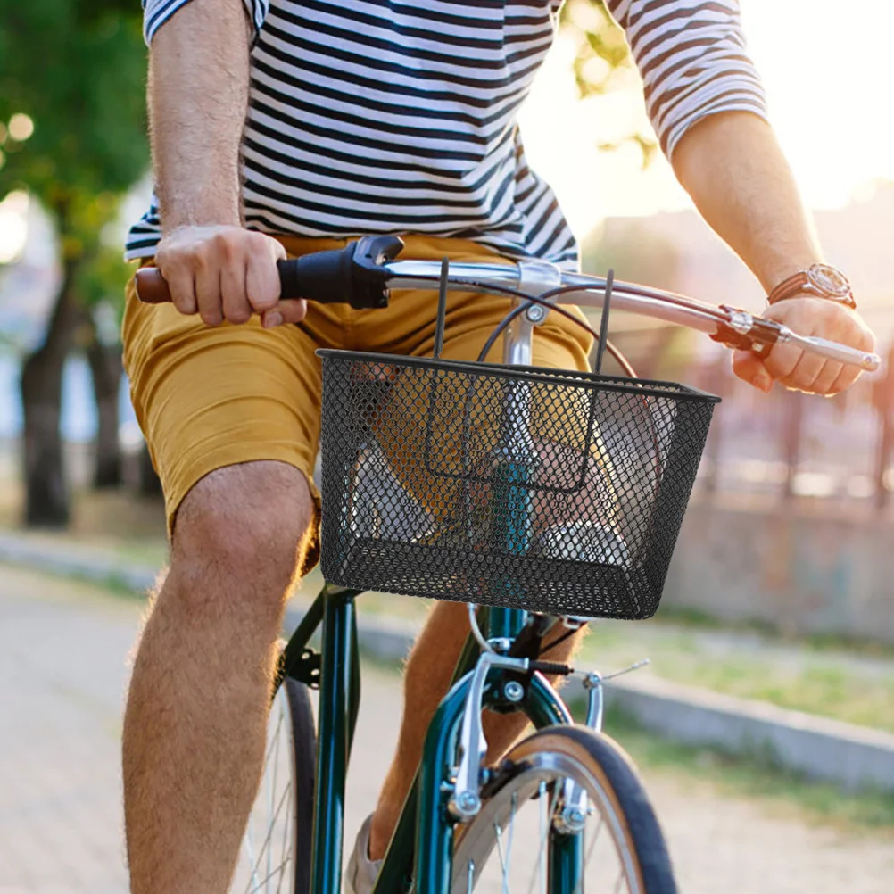 2 pçs frente da bicicleta grande metal guiador de armazenamento acessório ciclismo cesta dianteira para bicicleta elétrica mountain bike scooter portátil