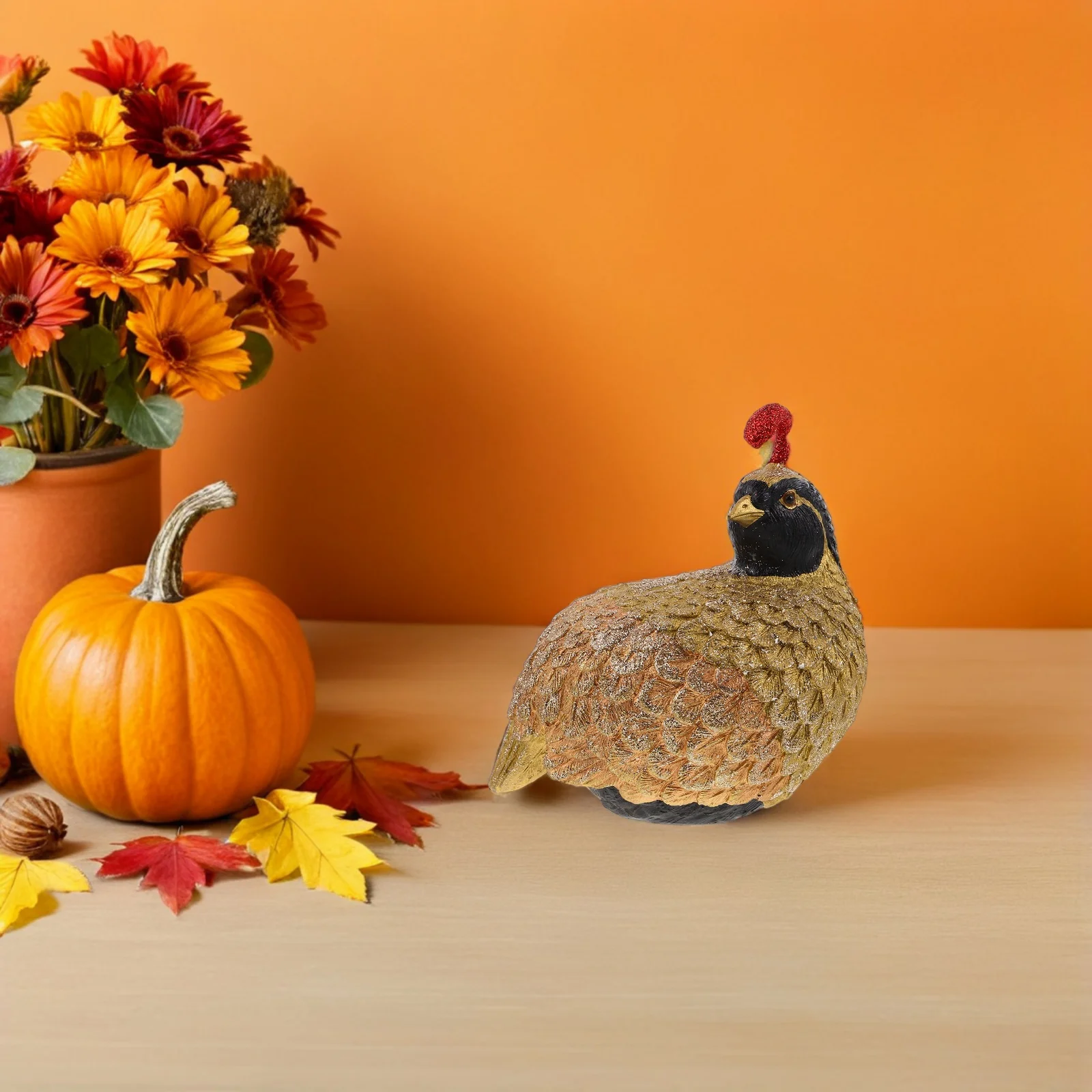 

Thanksgiving Resin Turkey Statue Lifelike Autumn Centerpiece for Table Decor Farmhouse Style Holiday Festival Display Ornament