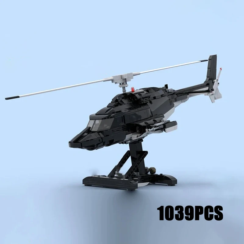 Moc Building Blocks Special Ops Helicopter Airwolf Bell 222 Model Technology Bricks DIY Assembly Airplane Toys For Kids Children