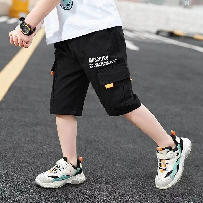 New Summer Teenage Boys Pants Casual Letter Short Trousers For Kids 4-14 Years Children Comfortable Pants