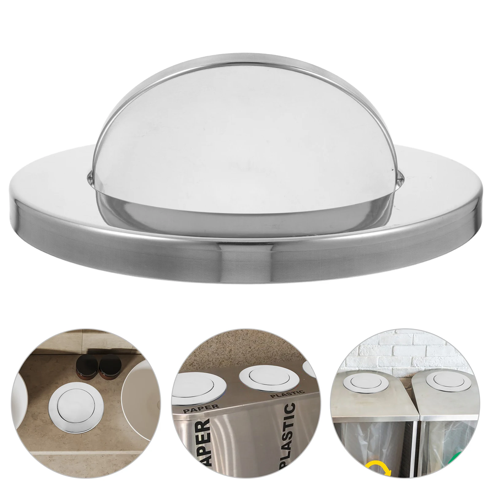 

Stainless Steel Trash Can Lid Garbage Covers Top with Swing 201 Counter Chute Replacement Litter