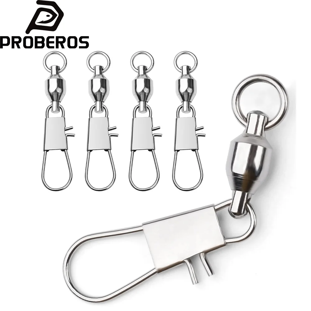 PROBEROS 10 Peças Giradores com Rolamento de Esferas e Pino de Engate Rápido em Aço Inoxidável, Acessórios de Pesca, Conector de Pino para Iscas de Pesca, Ferramenta para Peixe
