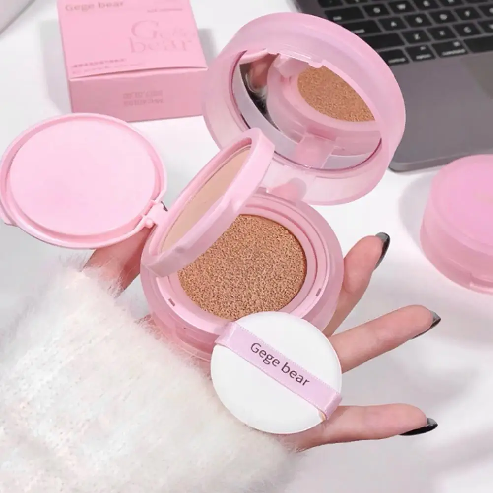 Zupełnie nowy dwuwarstwowy puder z poduszką powietrzną, długotrwały matowy różowy wykończenie Kontrola oleju i utrwalanie makijażu Puder utrwalający