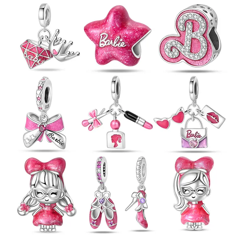 Hot Selling 925 Silver Pink Series Dance Shoes Bow Charm Fit Charms For Pandora Original Bracelets Jewelry Making For Women Gift