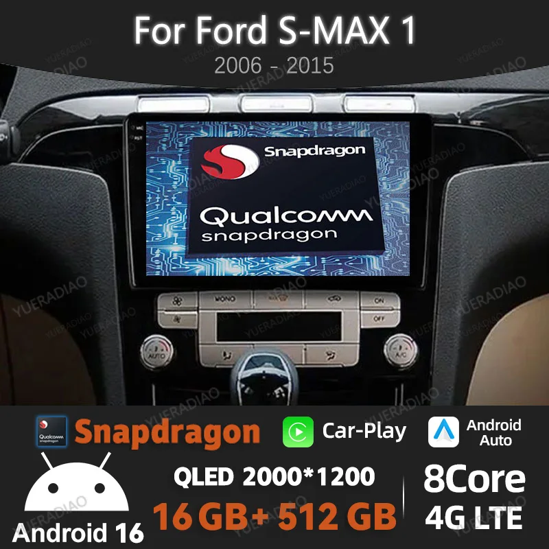 Android 16 Autoradio für Ford S-MAX S MAX 1 2006 - 2015 GPS NAVI Multimedia Stereo Videoplayer 4G WIFI 2DIN Head Unit QLED BT