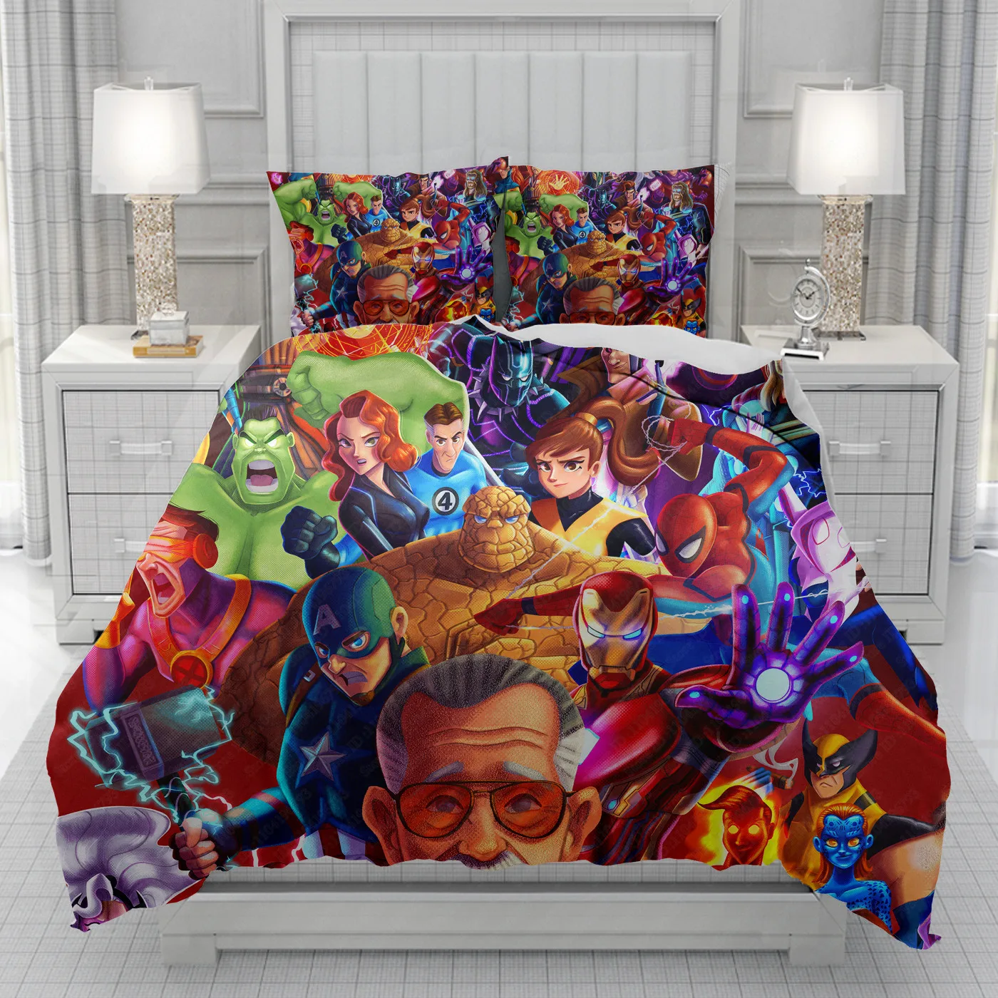 Spider Man /Captain America superheroes Duvet Cover men women/Children KID Printing Disney cartoon Bedding Set Comforter Bed