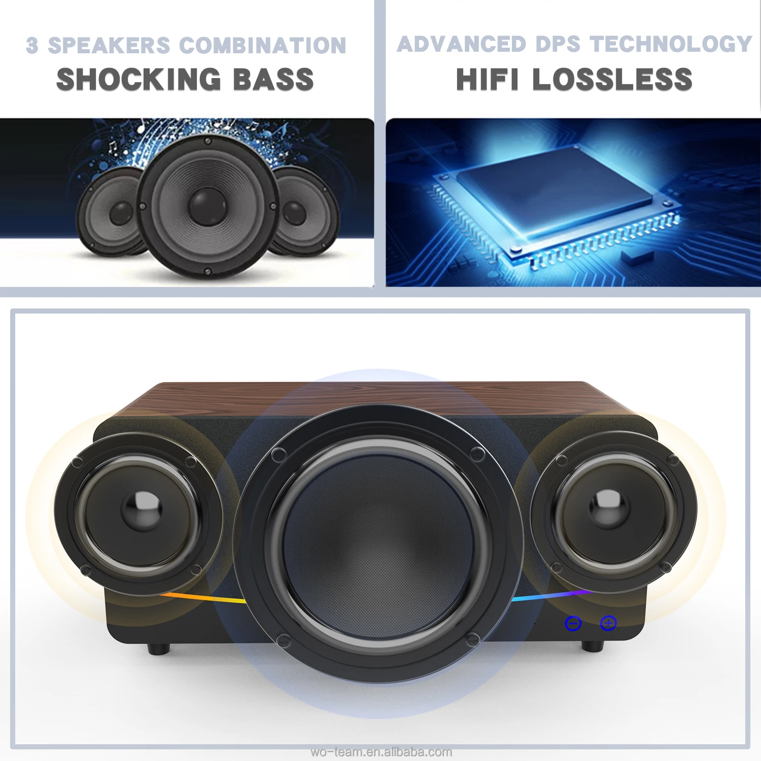 

Rgb Light Range Speaker With Microphone Bookshelf System Audio Speaker Home Theater System