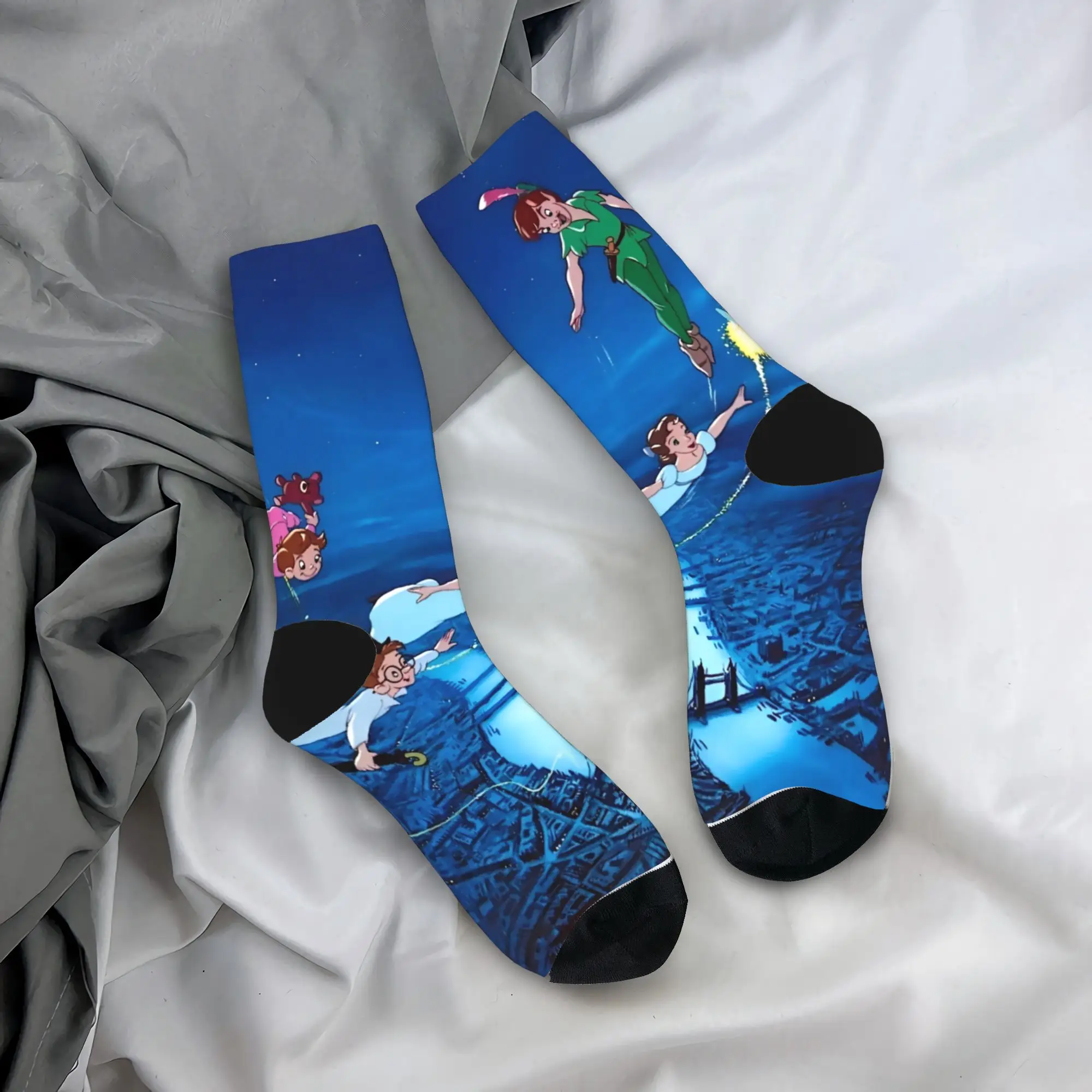 Peter Pan Cartoon  Stockings Couple  Socks Warm Soft Fashion Socks Winter Running Sports Non Skid Graphic Socks Gift