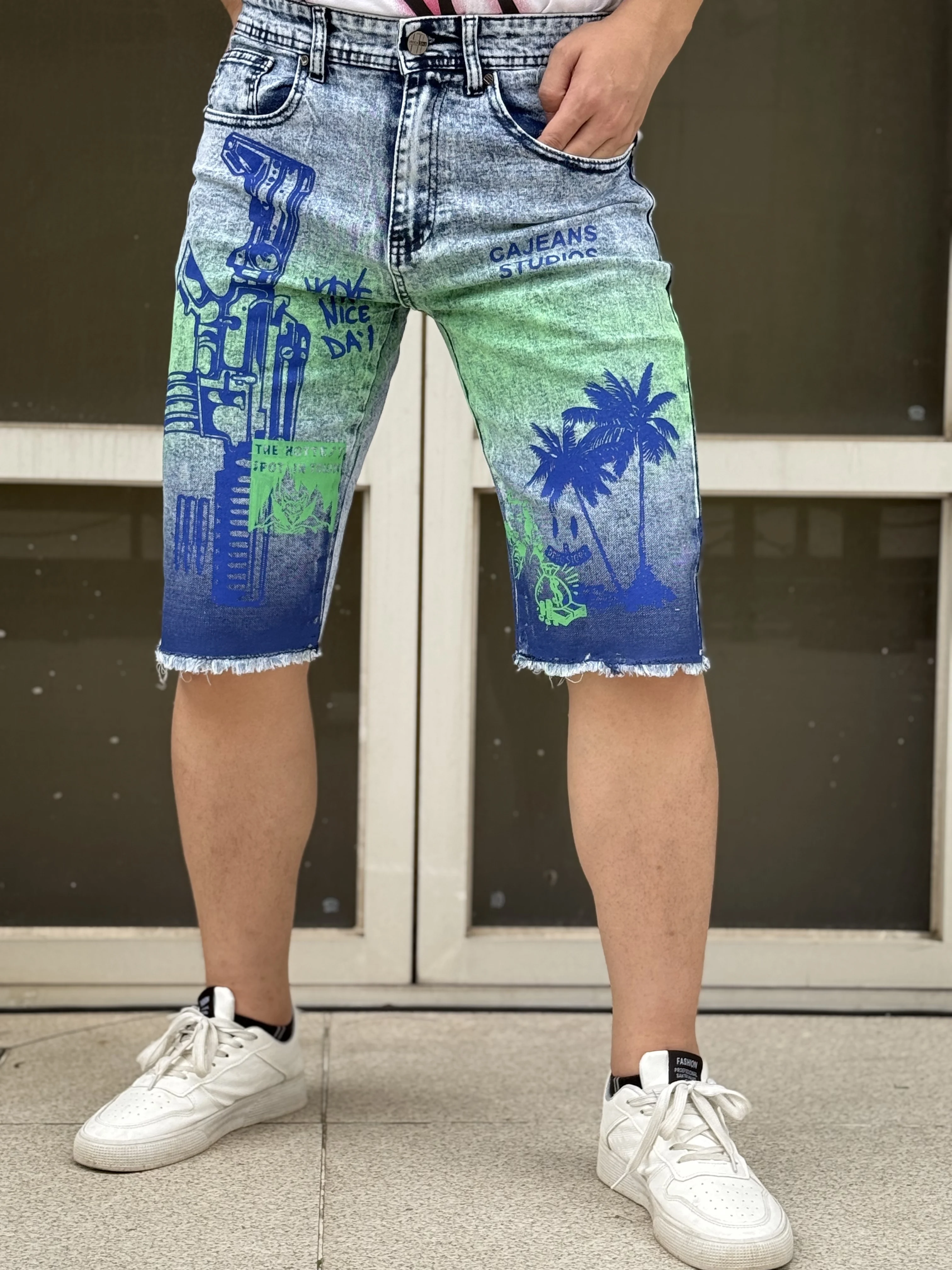 

Новые поступления лета 2025: мужские джинсовые шорты, дышащие и удобные, идеально подходят для поездок на работу на открытом воздухе, универсальные синие цвета