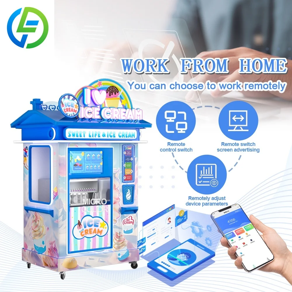 High Productivity 15s Multi Flavor Ice Cream Maker Customized Touch Screen Automatic Fruit Flavor Softy Vending Machine with SDK