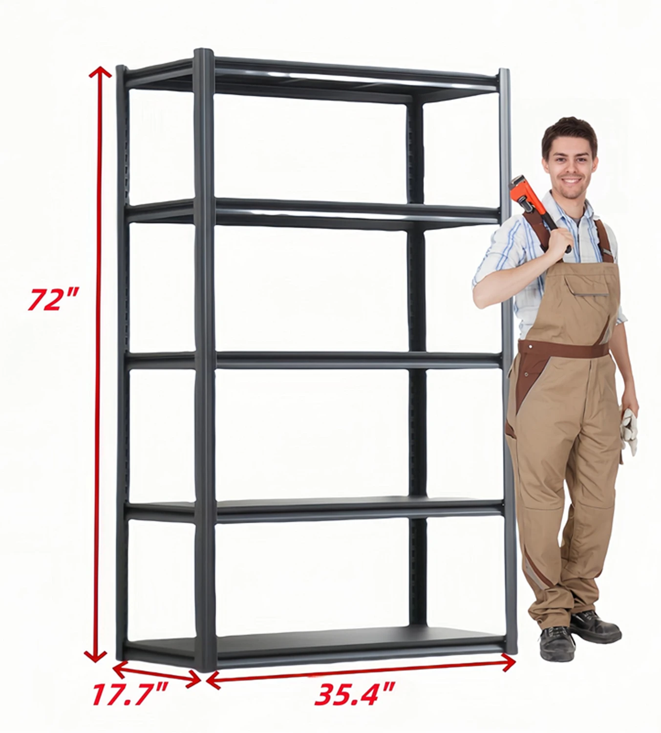 5 Tier Heavy Duty Metal Storage Shelves Adjustable Storage Shelves for Basements Garages and Kitchen 72 