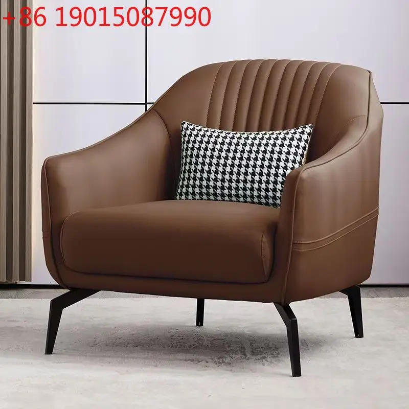 

Nordic Italian leather single sofa living room home bedroom leisure chair Internet celebrity tiger chair simple