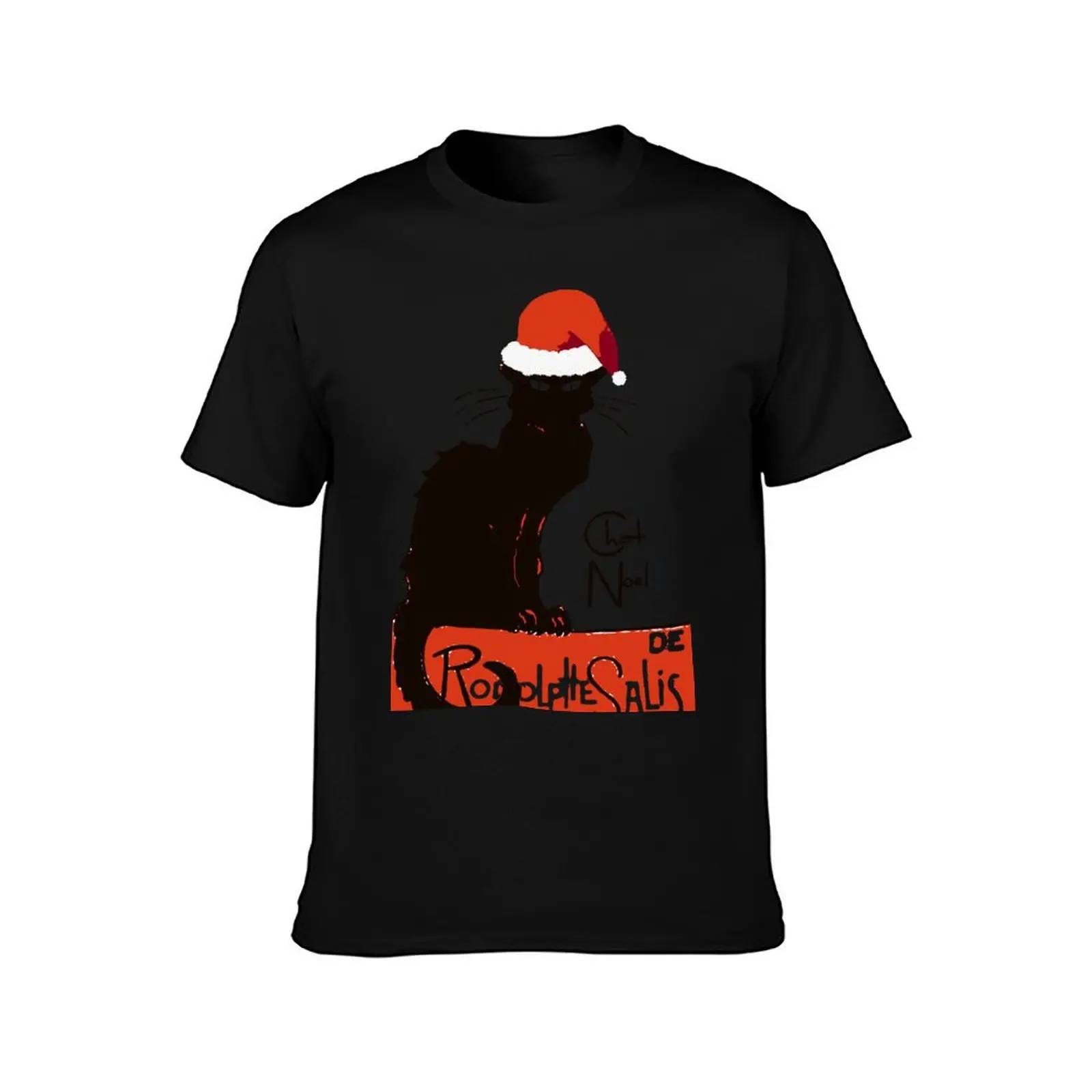 Le Chat Noel Christmas Parody Distressed Cut Out T-Shirt Comfortable Basic Crew Neck Tee T-Shirt