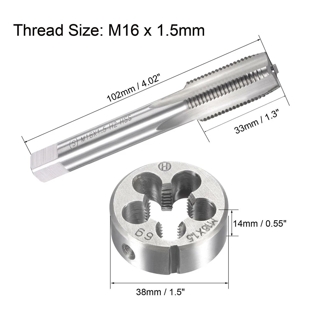 Die Set High Quality for m16 x 15mm HSS Machine Thread Tap and Die Set with Overall Length of 102mm for Easy Handling