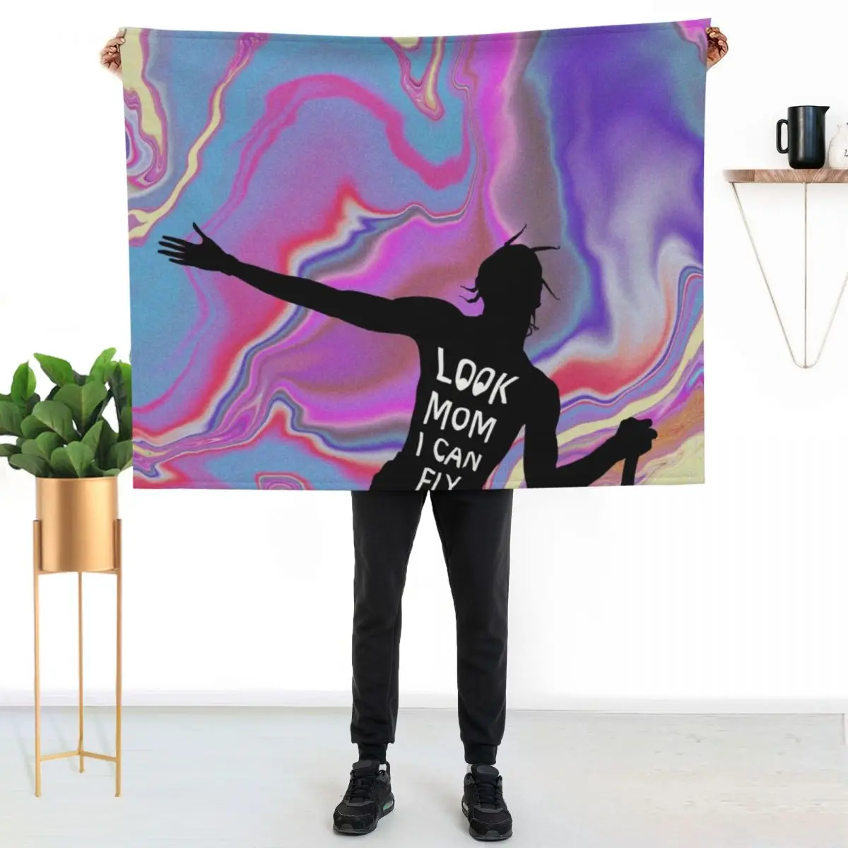 Look mom I can fly Throw Blanket For Sofa Thin Softest for babies Cute Plaid Sofas warm for winter Blankets