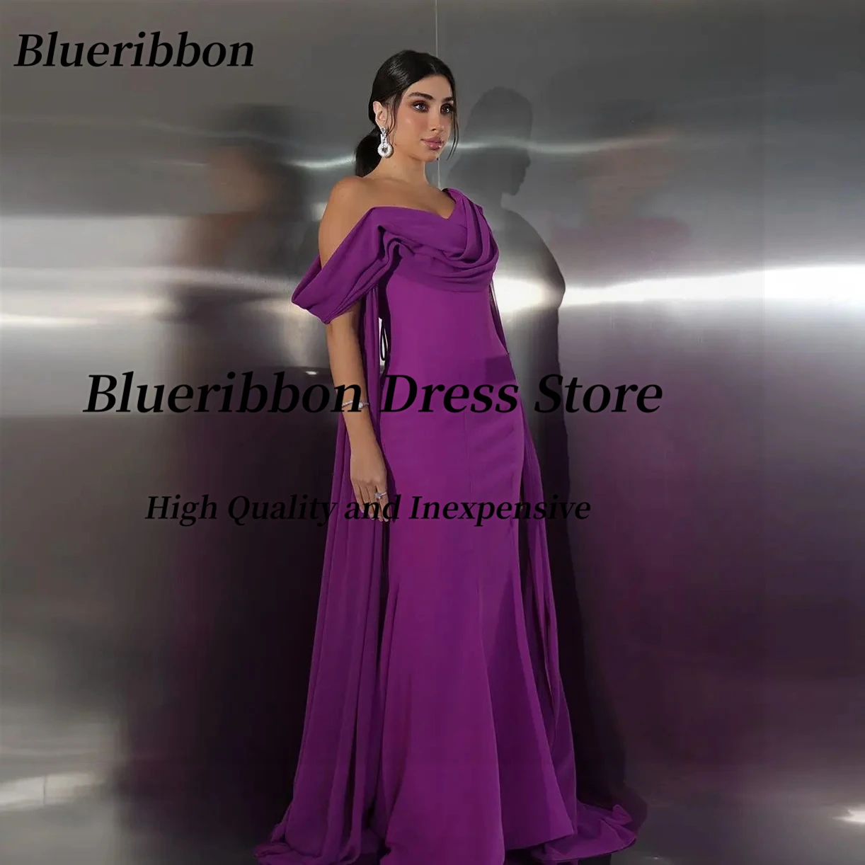 

Blueribbon Пром платья по индивидуальному заказу с открытыми плечами فساتين majiن seleبات Gracias Lace Up Back Evening Party Dress