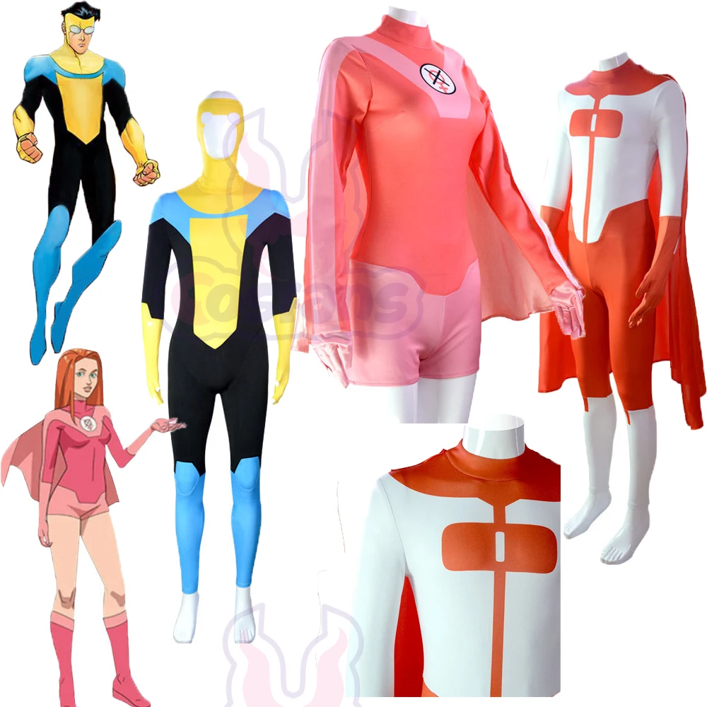 

Anime Invincible Mark Superhero Cosplay Grayson Jumpsuit Cloak Costume Bodysuit Men Women Halloween Party Carnival Zaiti Suit