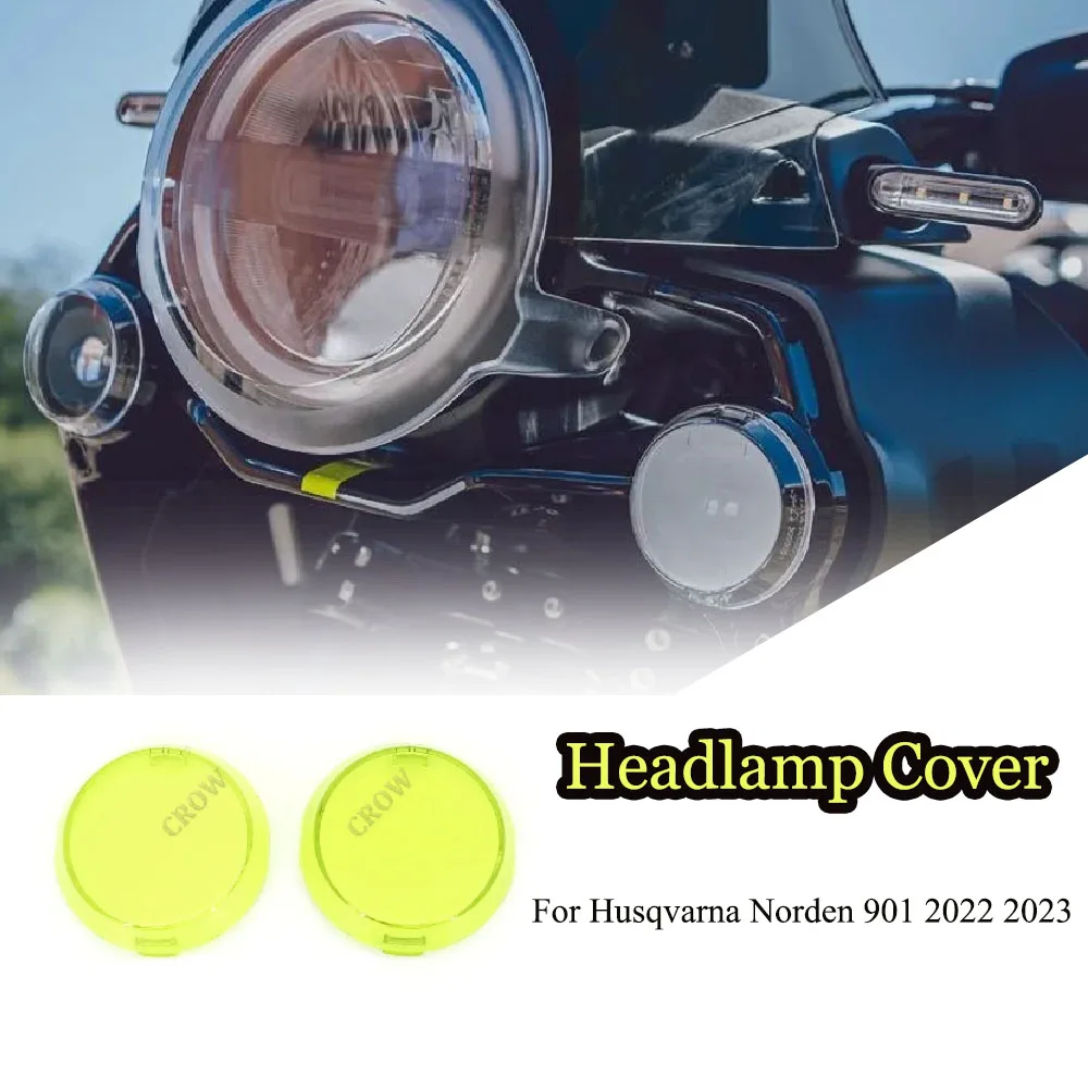 

Motorcycle Headlight Guard Decoration Transparent/Fluorescent green Lamp Protection CoverFOR Husqvarna Norden 901 2022 2023
