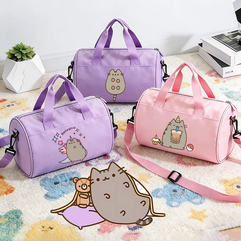 

Cute Pusheens Carry Travel Tote Bag Case Kids Girl Anime Popular Woman Gym Female Large Capacity Sports Luggage Shoulder HandBag