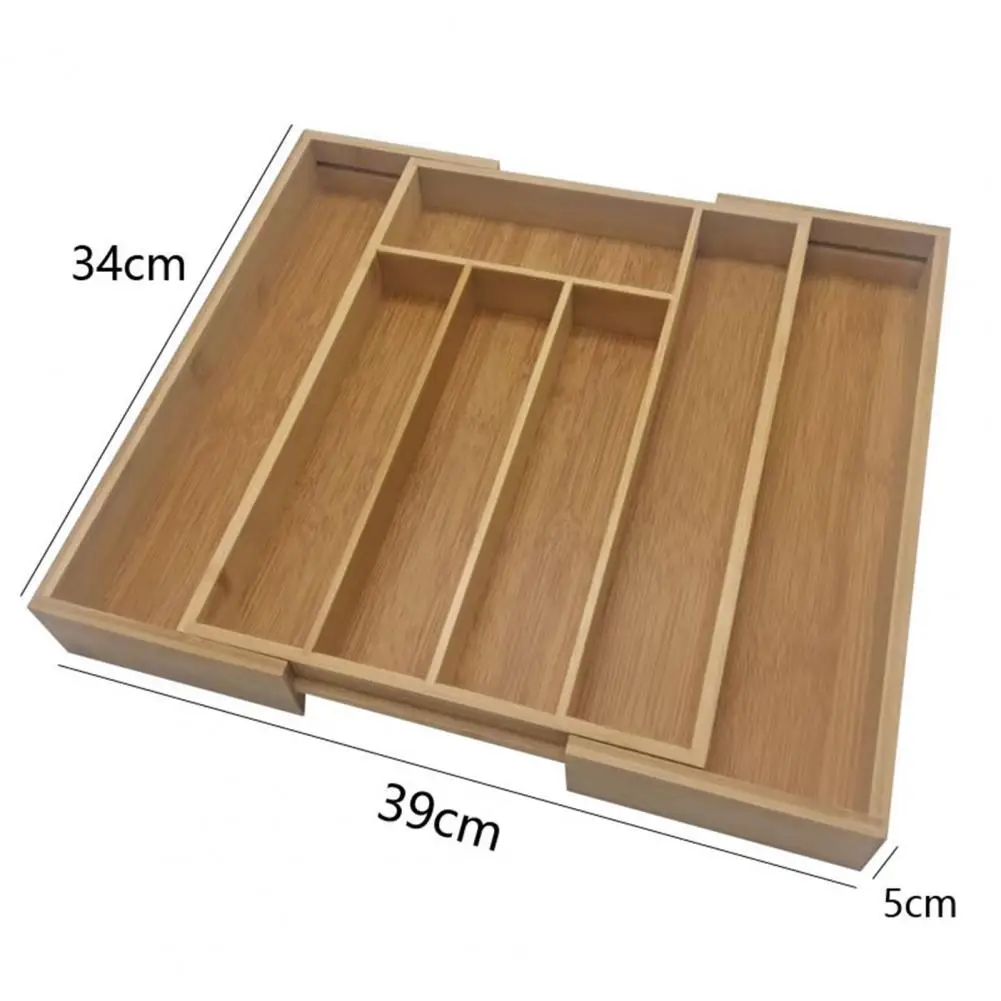 Space-saving Drawer Solution Bamboo Drawer Organizer Expandable 5-7 Compartments for Kitchen Utensils Jewelry Tools for Flatware