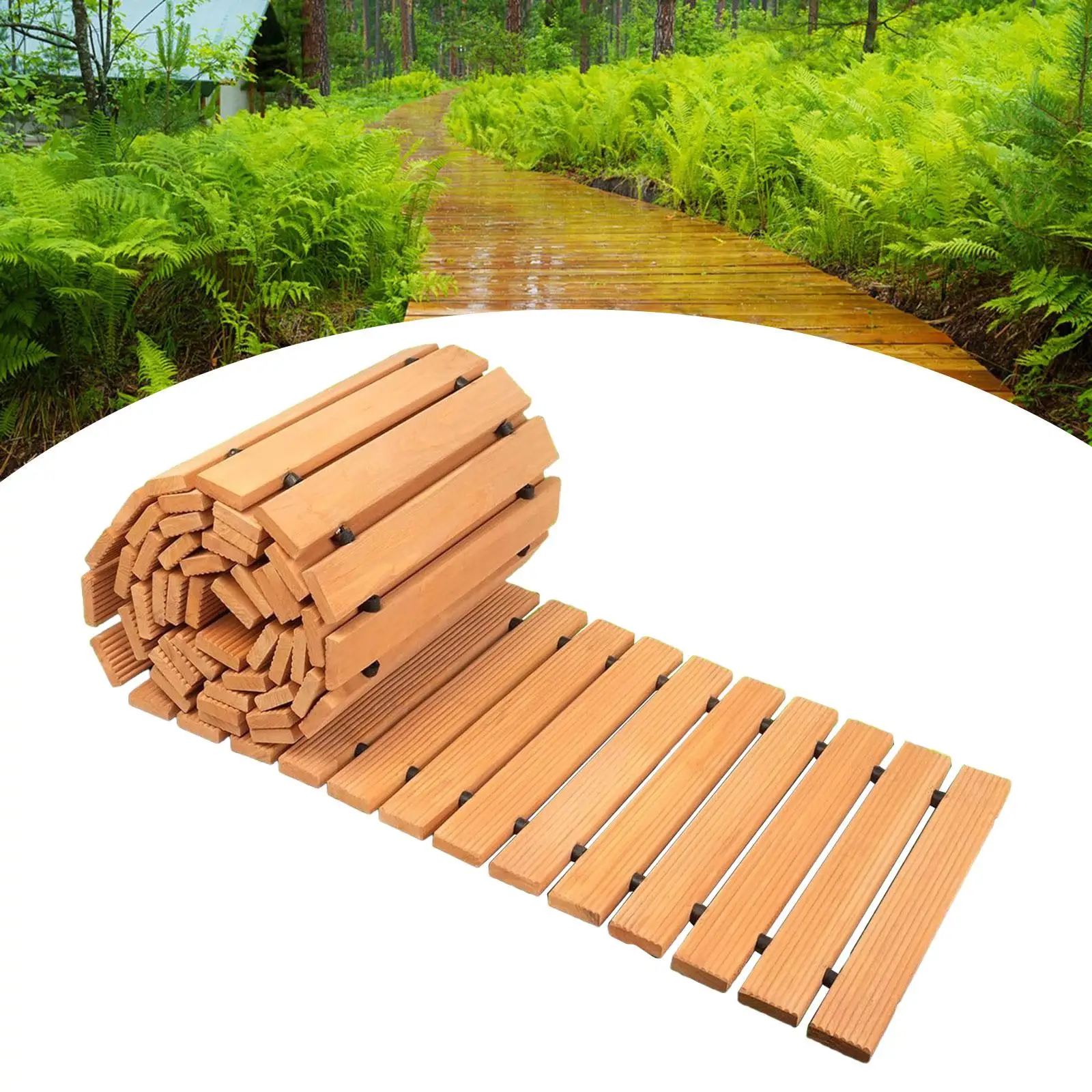 

12ft Wooden Garden Pathway Roll Up Beach Wood Road Floor for