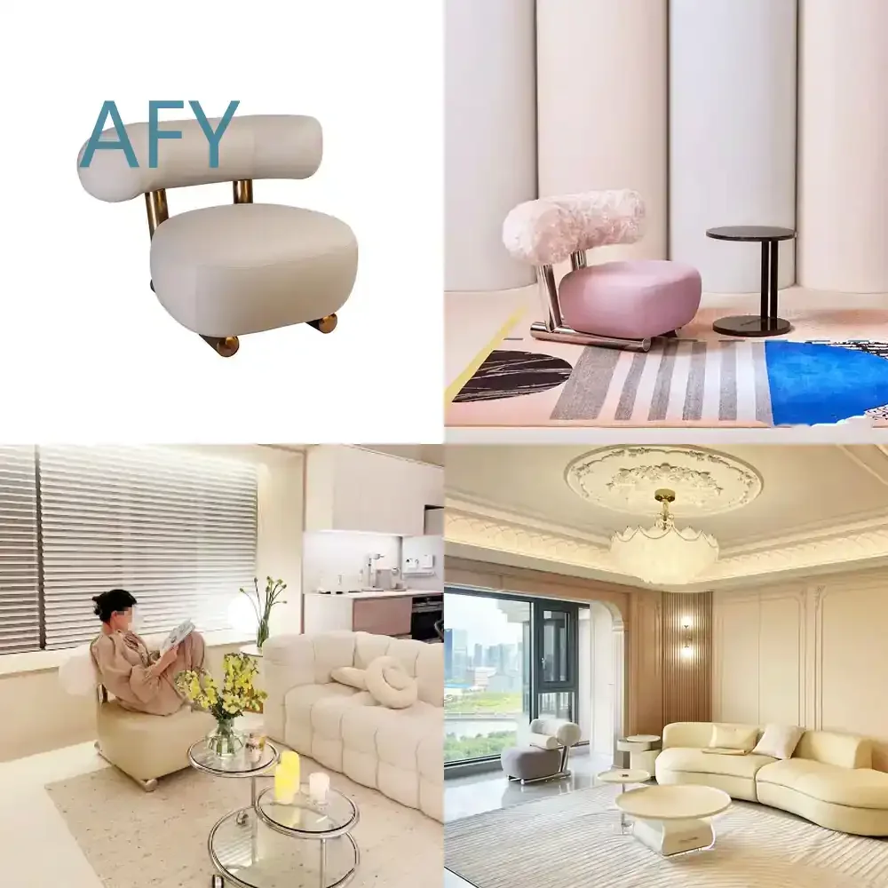 Lamb Wool Single Sofa for Home Living Room Bedroom Recliner Chair Modern Minimalist Upholstered Accent Seating Comfortable